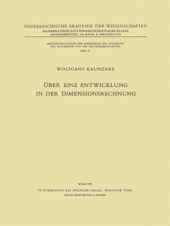 Über eine Entwicklung in der Dimensionsrechnung (eBook, PDF) - Kaunzner, W.