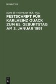 Festschrift für Karlheinz Quack zum 65. Geburtstag am 3. Januar 1991 (eBook, PDF)