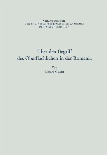 Über den Begriff des Oberflächlichen in der Romania (eBook, PDF)