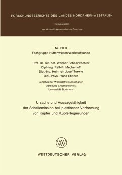 Cover Ursache und Aussagefähigkeit der Schallemission bei plastischer Verformung von Kupfer und Kupferlegierungen (eBook, PDF)