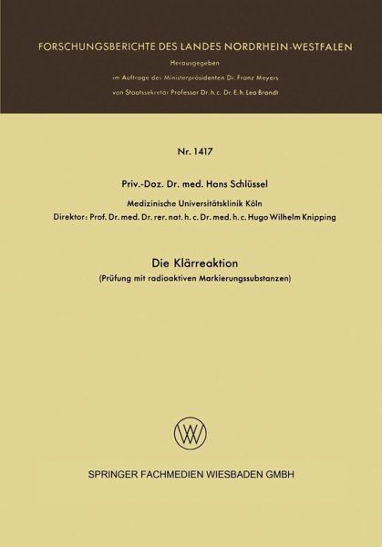 Die Klärreaktion (eBook, PDF)