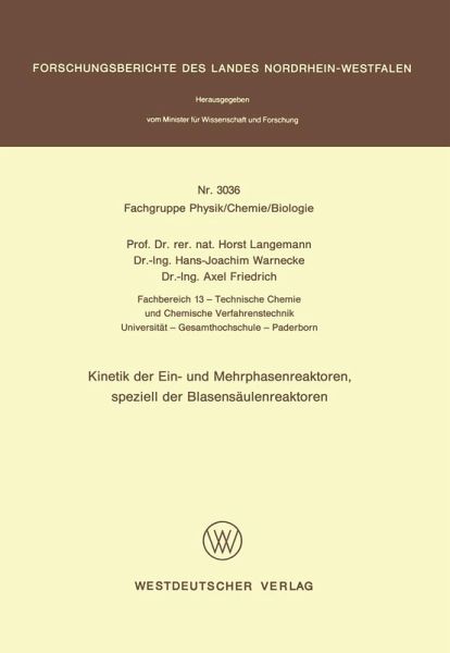 Kinetik der Ein- und Mehrphasenreaktoren, speziell der Blasensäulenreaktoren (eBook, PDF)