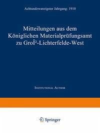 Cover Mitteilungen aus dem Königlichen Materialprüfungsamt zu Groß-Lichterfelde West (eBook, PDF)