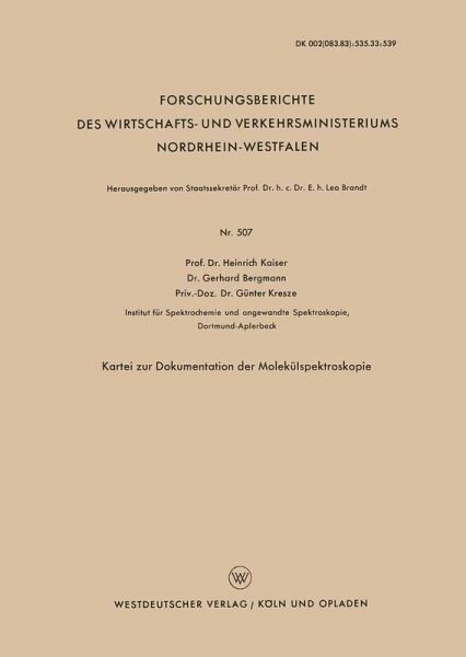 Kartei zur Dokumentation der Molekülspektroskopie (eBook, PDF)
