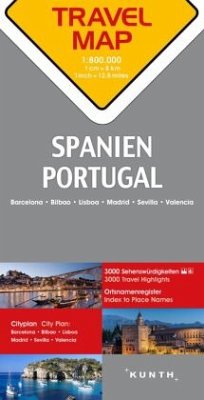 KUNTH TRAVELMAP Spanien, Portugal 1:800.000. Spain / Portugal
