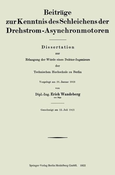 Beiträge zur Kenntnis des Schleichens der Drehstrom-Asynchronmotoren (eBook, PDF)