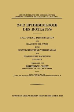 Zur Epidemiologie des Rotlaufs (eBook, PDF) - Cohen, Friedrich