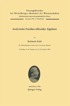 Analytische Familien affinoider Algebren (eBook, PDF) - Kiehl, Reinhardt