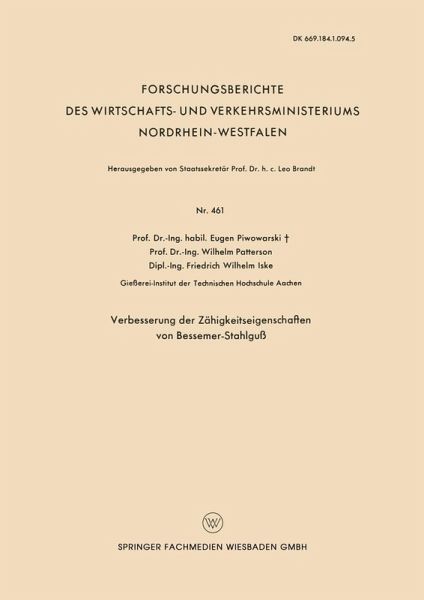 Verbesserung der Zähigkeitseigenschaften von Bessemer-Stahlguß (eBook, PDF) Verbesserung der Zähigkeitseigenschaften von Bessemer-Stahlguß (eBook, PDF)