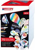 edding Brushpen Colour Happy Set, 70er Set mit Fasermaler, Pinselstifte, Fineliner, Gelroller, Farbmixer und Pastell-Stift