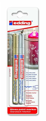 edding 751 Lackmarker medium, 2er Set gold/silber