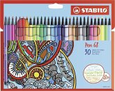 Premium-Filzstift - STABILO Pen 68 - 30er Pack - mit 30 verschiedenen Farben Premium-Filzstift - STABILO Pen 68 - 30er Pack - mit 30 verschiedenen Farben