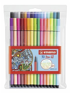 Premium-Filzstift - STABILO Pen 68 - 30er Pack - mit verschiedenen Farben inklusive 6 Neonfarben