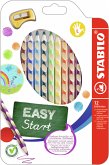 Ergonomischer Buntstift für Linkshänder - STABILO EASYcolors - 12er Pack mit Spitzer - mit 12 verschiedenen Farben