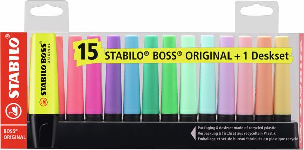 Textmarker - STABILO BOSS ORIGINAL - 15er Tischset - 9 Leuchtfarben, 6 … -  Schreibwaren bei bücher.de immer portofrei