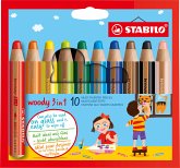 Buntstift, Wasserfarbe & Wachsmalkreide - STABILO woody 3 in 1 - 10er Pack - mit 10 verschiedenen Farben