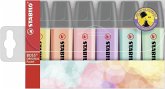 Textmarker - STABILO BOSS ORIGINAL Pastel - 6er Pack - pudriges Gelb, cremige Pfirsichfarbe, rosiges Rouge, Schimmer von Lila, Hauch von Minzgrün, zartes Türkis