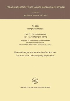 Cover Untersuchungen zur akustischen Struktur des Sprachschalls bei Oesophagussprechern (eBook, PDF)
