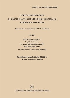 Das Auftreten eines kubischen Nitrids in aluminiumlegierten Stählen (eBook, PDF) - Wever, Franz; Koch, Walter; Rohde, Helga