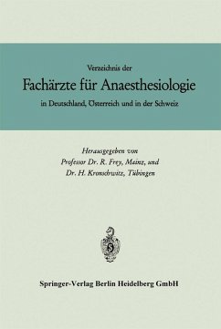 Verzeichnis der Fachärzte für Anaesthesiologie in Deutschland, Österreich und in der Schweiz (eBook, PDF)
