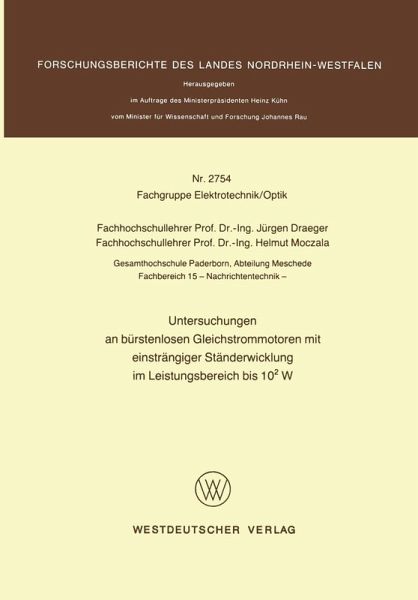 Untersuchungen an bürstenlosen Gleichstrommotoren mit einsträngiger Ständerwicklung im Leistungsbereich bis 102 W (eBook, PDF)
