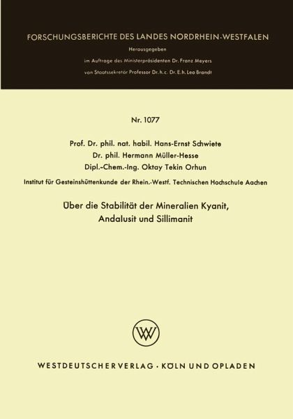 Über die Stabilität der Mineralien Kyanit, Andalusit und Sillimanit (eBook, PDF)