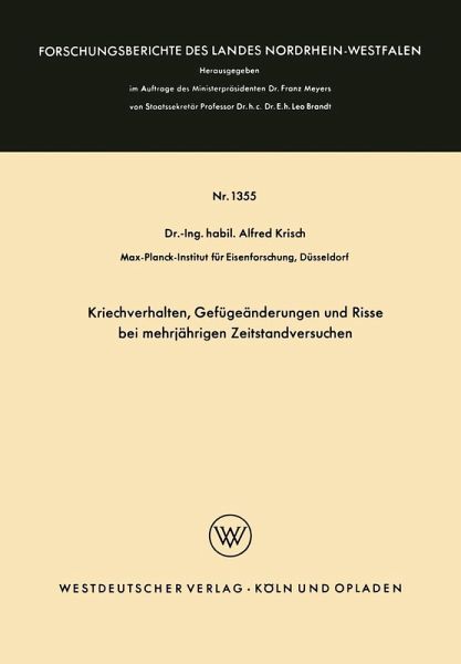 Kriechverhalten, Gefügeänderungen und Risse bei mehrjährigen Zeitstandversuchen (eBook, PDF)