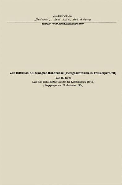 Zur Diffusion bei bewegter Randfläche (eBook, PDF)