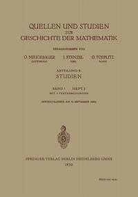 Cover Quellen und Studien zur Geschichte der Mathematik (eBook, PDF)