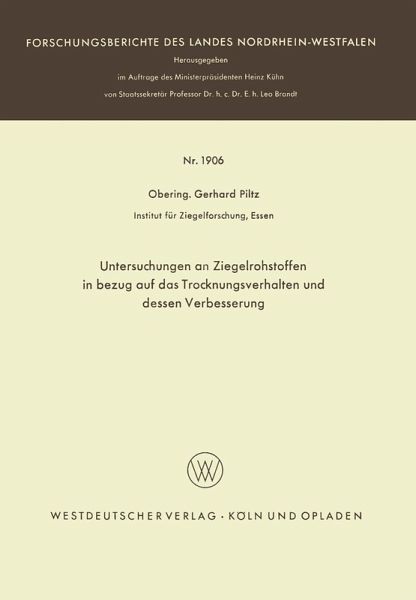 Untersuchungen an Ziegelrohstoffen in bezug auf das Trocknungsverhalten und dessen Verbesserung (eBook, PDF)