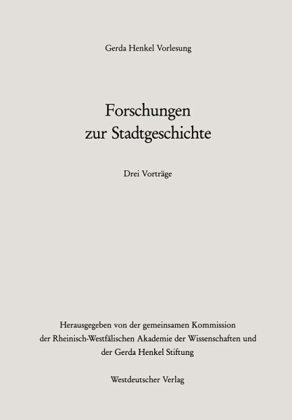 Forschungen zur Stadtgeschichte (eBook, PDF)