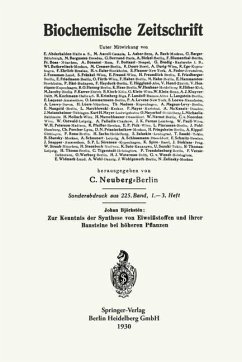 Zur Kenntnis der Synthese von Eiweißstoffen und ihrer Bausteine bei höheren Pflanzen (eBook, PDF) - Björkstén, Johan