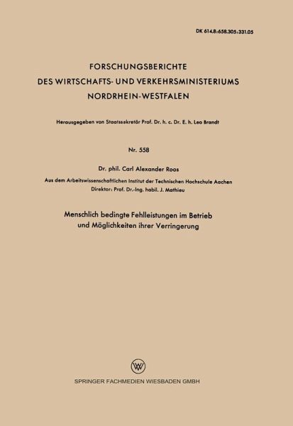 Menschlich bedingte Fehlleistungen im Betrieb und Möglichkeiten ihrer Verringerung (eBook, PDF)