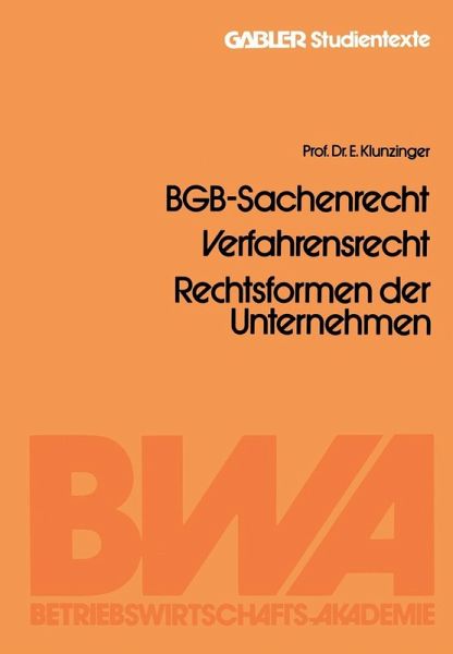 BGB-Sachenrecht, Verfahrensrecht, Rechtsformen der Unternehmen (eBook, PDF)