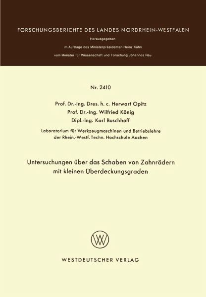 Untersuchungen über das Schaben von Zahnrädern mit kleinen Überdeckungsgraden (eBook, PDF)