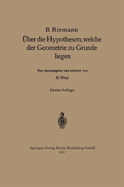 Über die Hypothesen, welche der Geometrie zu Grunde liegen (eBook, PDF) - Riemann, Bernhard; Weyl, Hermann