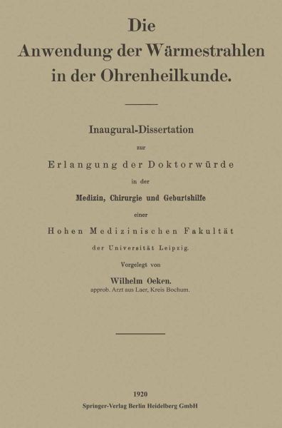 Die Anwendung der Wärmestrahlen in der Ohrenheilkunde (eBook, PDF)