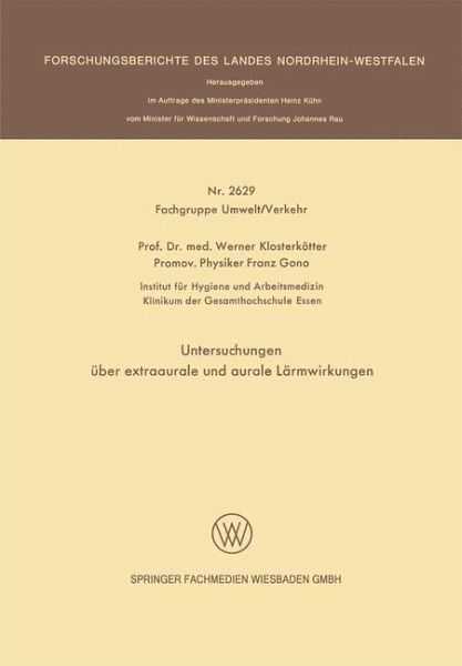 Untersuchungen über extraaurale und aurale Lärmwirkungen (eBook, PDF)