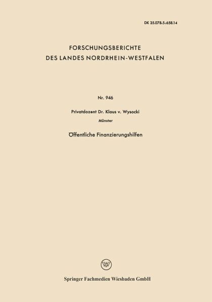 Öffentliche Finanzierungshilfen (eBook, PDF)