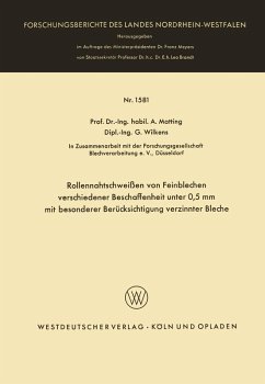 Cover Rollennahtschweißen von Feinblechen verschiedener Beschaffenheit unter 0,5 mm mit besonderer Berücksichtigung verzinnter Bleche (eBook, PDF)