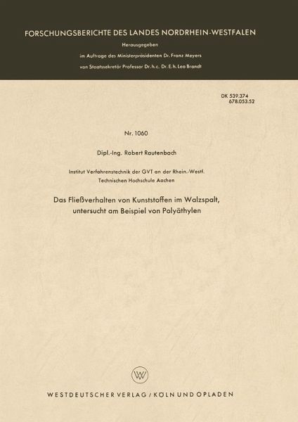 Das Fließverhalten von Kunststoffen im Walzspalt, untersucht am Beispiel von Polyäthylen (eBook, PDF)