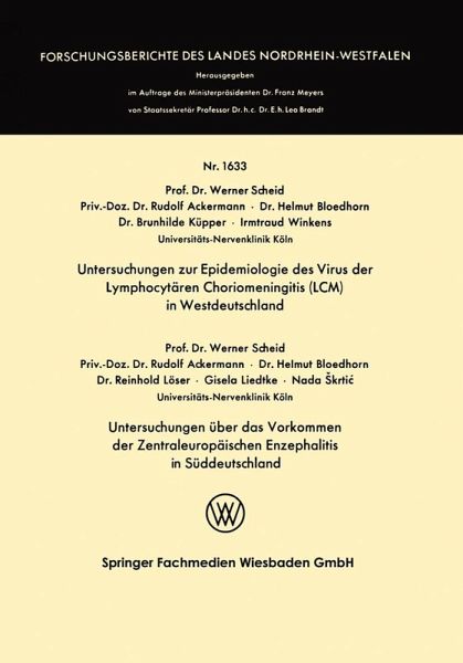 Untersuchungen zur Epidemiologie des Virus der Lymphocytären Choriomeningitis (LCM) in Westdeutschland (eBook, PDF) Untersuchungen zur Epidemiologie des Virus der Lymphocytären Choriomeningitis (LCM) in Westdeutschland (eBook, PDF)
