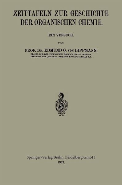 Zeittafeln zur Geschichte der Organischen Chemie (eBook, PDF)