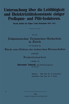 Cover Untersuchung über die Leitfähigkeit und Dielektrizitätskonstante einiger Preßspan- und Pilit-Isolatoren. (eBook, PDF)