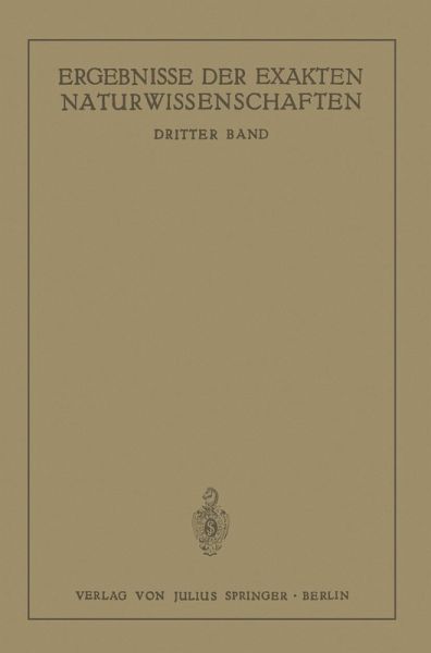 Ergebnisse der Exakten Naturwissenschaften (eBook, PDF)