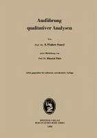 Ausführung qualitativer Analysen (eBook, PDF) - Souci, S. W.