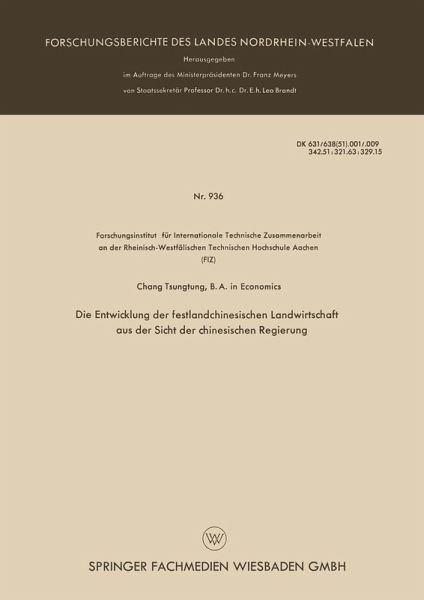 Die Entwicklung der festlandchinesischen Landwirtschaft aus der Sicht der chinesischen Regierung (eBook, PDF) Die Entwicklung der festlandchinesischen Landwirtschaft aus der Sicht der chinesischen Regierung (eBook, PDF)