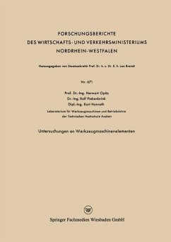Untersuchungen an Werkzeugmaschinenelementen (eBook, PDF) - Opitz, Herwart; Piekenbrink, Rolf; Honrath, Kurt