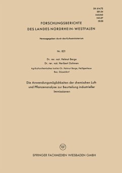 Cover Die Anwendungsmöglichkeiten der chemischen Luft- und Pflanzenanalyse zur Beurteilung industrieller Immissionen (eBook, PDF)