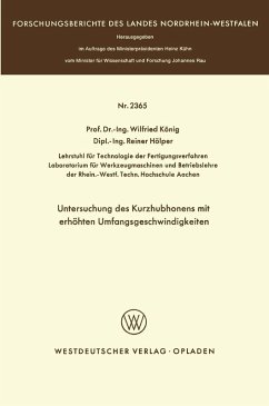 Untersuchung des Kurzhubhonens mit erhöhten Umfangsgeschwindigkeiten (eBook, PDF) - König, Wilfried